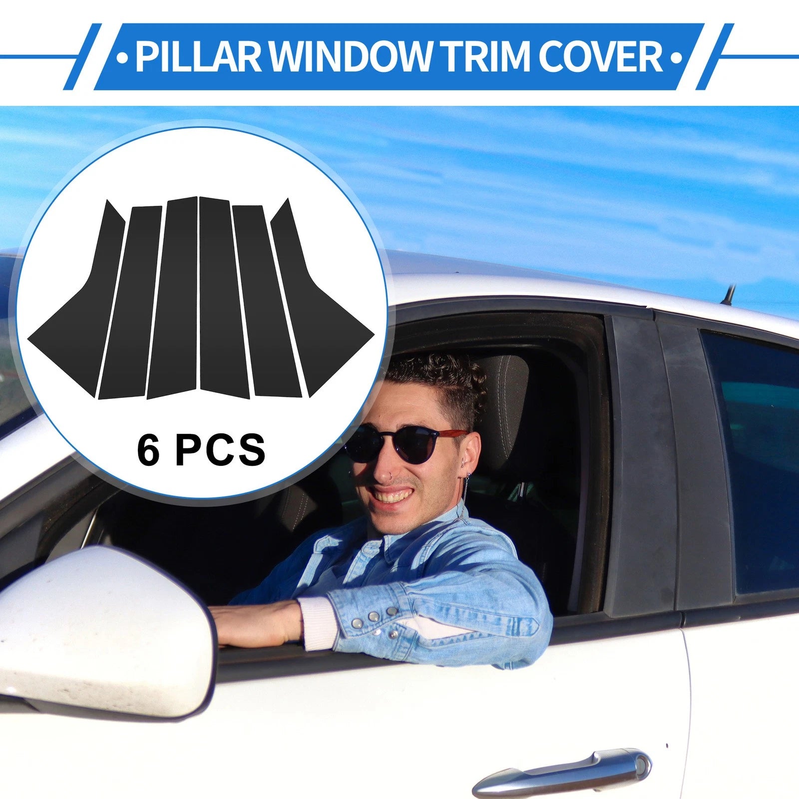 6 Pcs Door Pillar Window Trim for Hyundai Tucson (2021–2023) Black