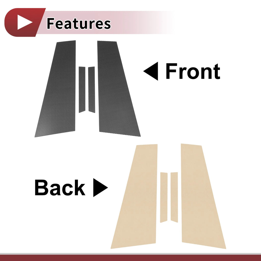Set of 4 Door Pillar Window Trim for Mercedes-Benz CLS (2006–2011) Black Carbon Fiber
