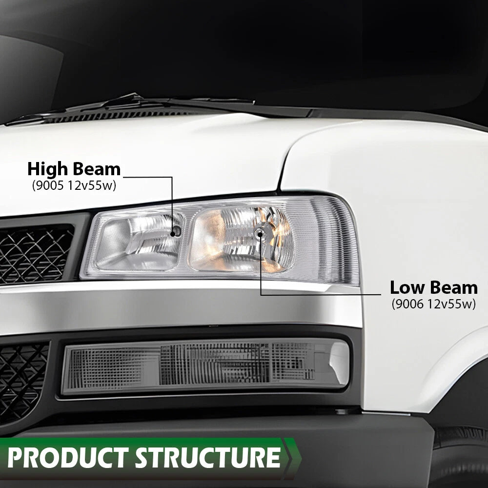 Chrome Headlights for Chevy Express GMC Savana Van (2003–2025)
