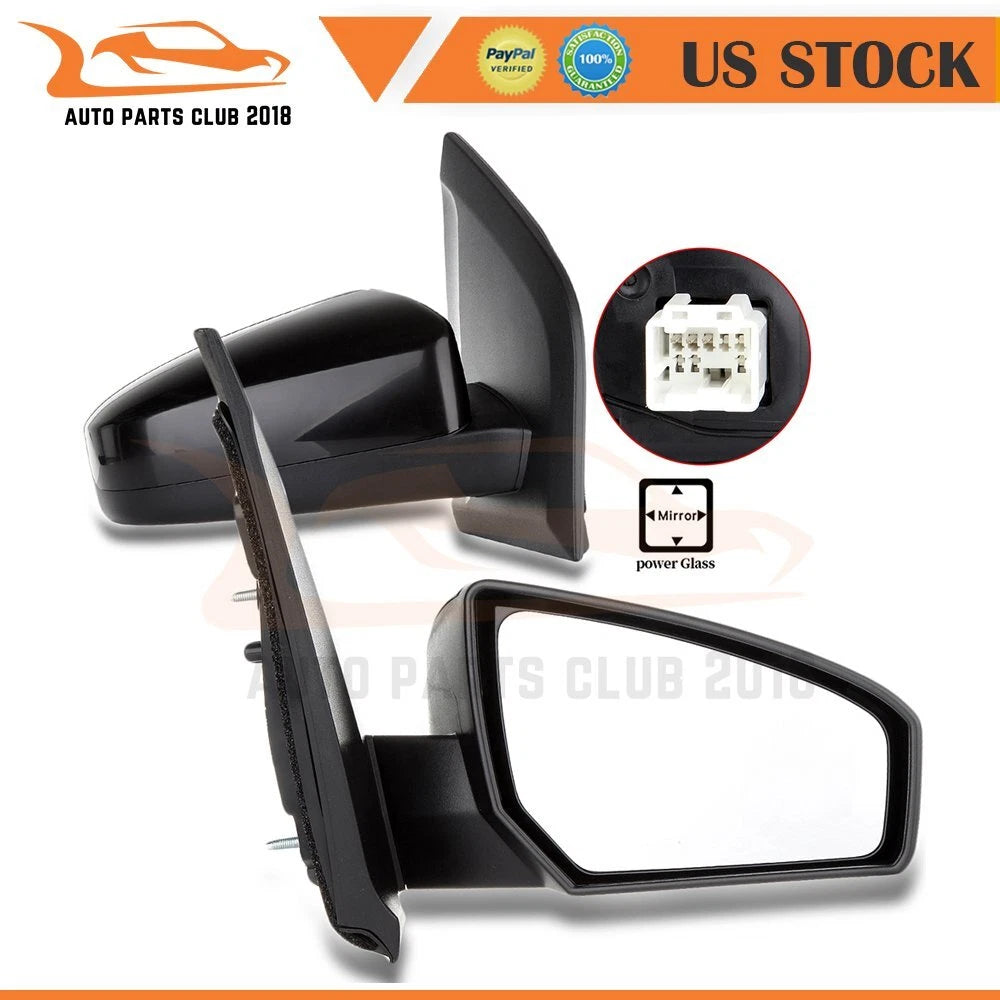 Set of 2 Non-Fold Towing Mirrors for Nissan Sentra (2007–2012) Black