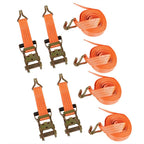 Set of 4 Heavy Duty 1.5" x 15' Ratchet Straps with J Hook
