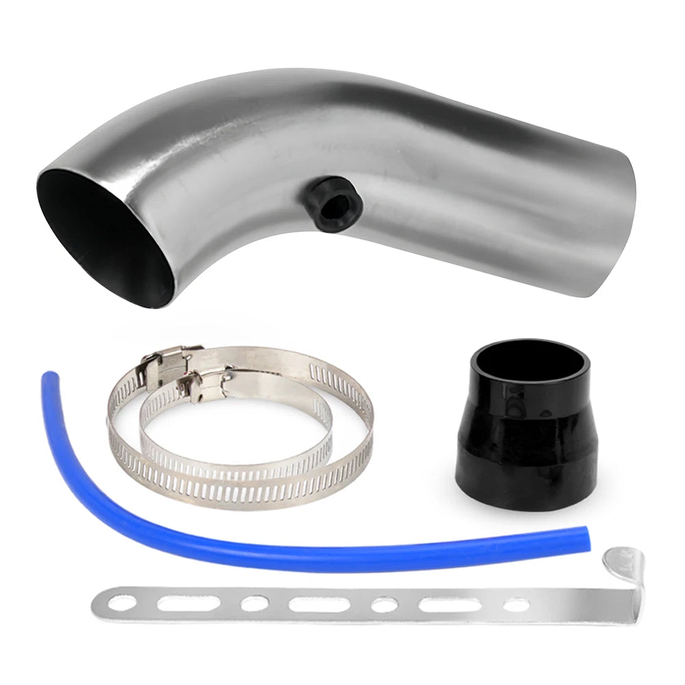76mm 3" Silver Aluminum Cold Air Intake Pipe Hose Tube for Universal Models
