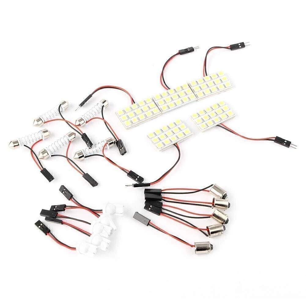 5X White LED 5050 15SMD Dome Light + Festoon T10 BA9S Adapter for Universal
