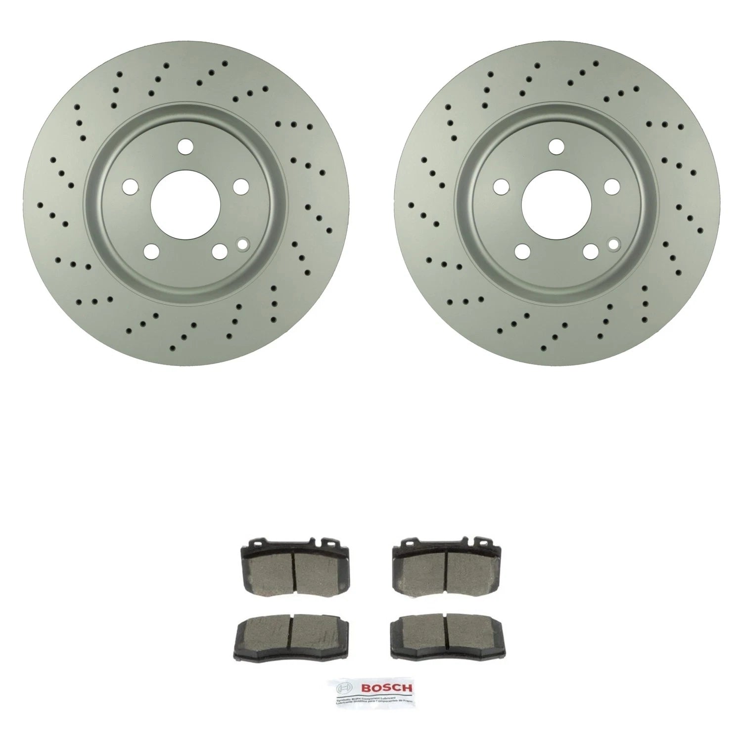 Bosch Front Quietcast Rotors & Ceramic Brake Pads for Mercedes W211 E350 E500 (2003–2009)