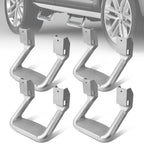Set of 4 Silver Powder-Coated Cast Aluminum Side Steps for Ford/Chevy/GMC/Dodge