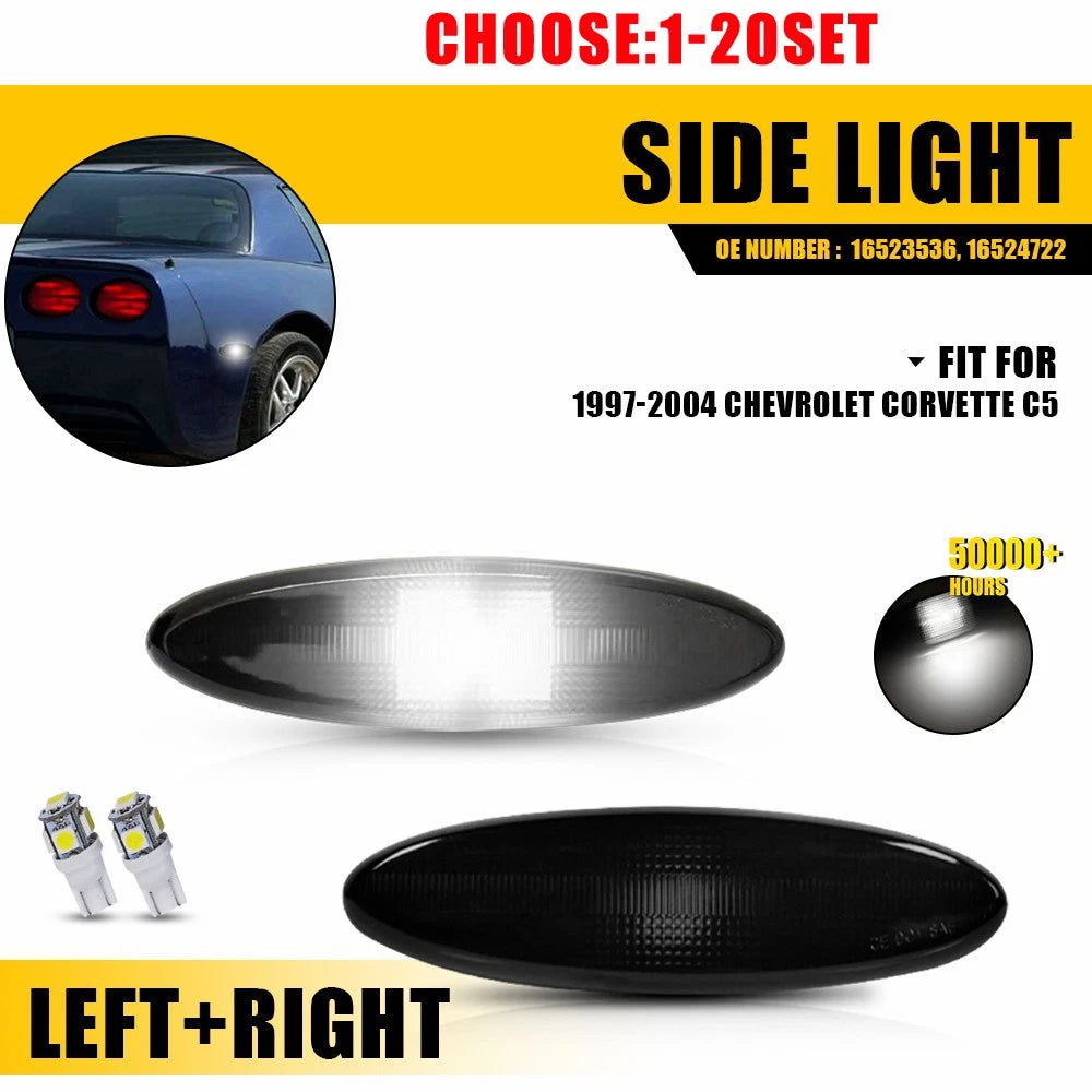 Set of 2 Smoked Lens Rear Side Marker Light Assembly for Chevrolet Corvette (1997–2004)