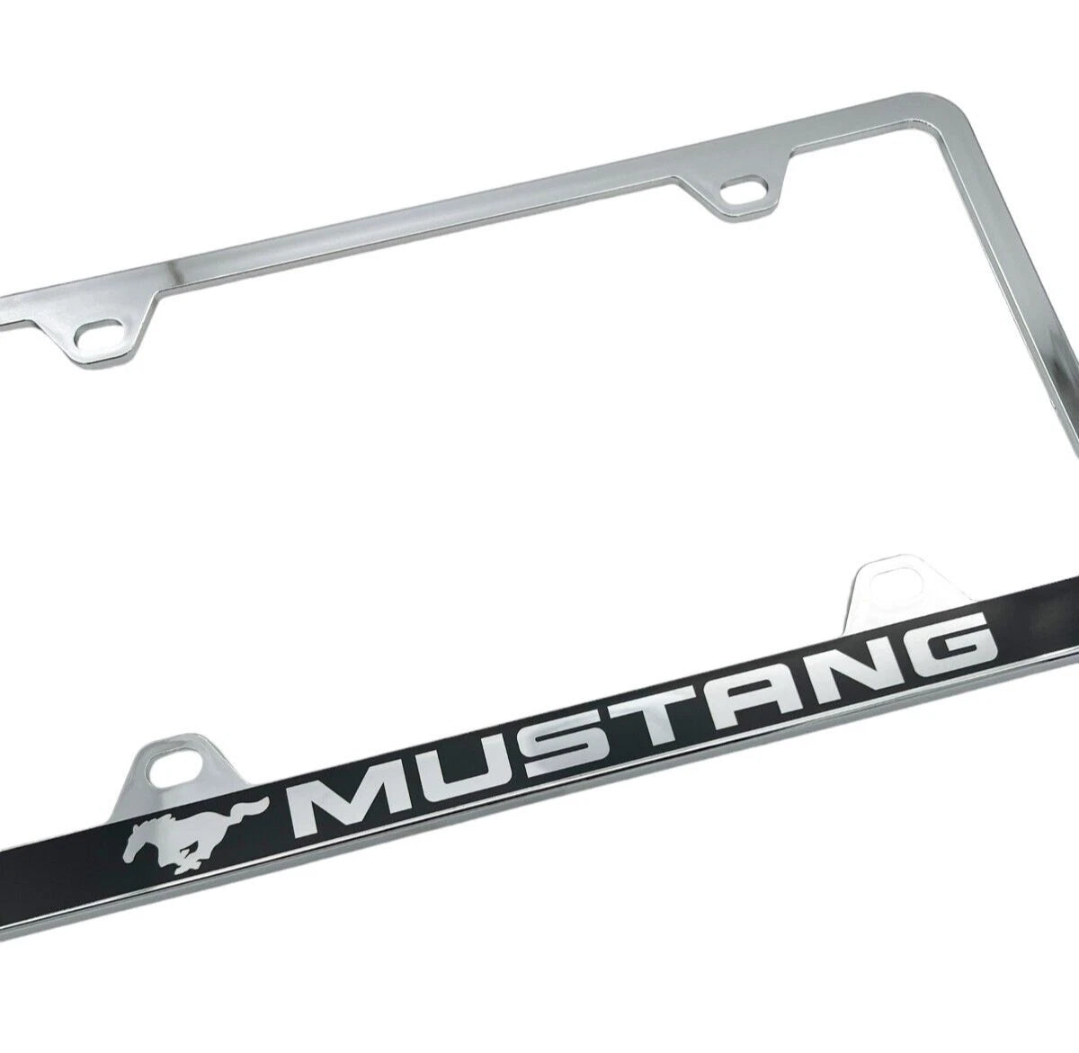 Chrome ABS License Plate Frame with Mustang Script Logo for Ford Mustang (2005–2024)