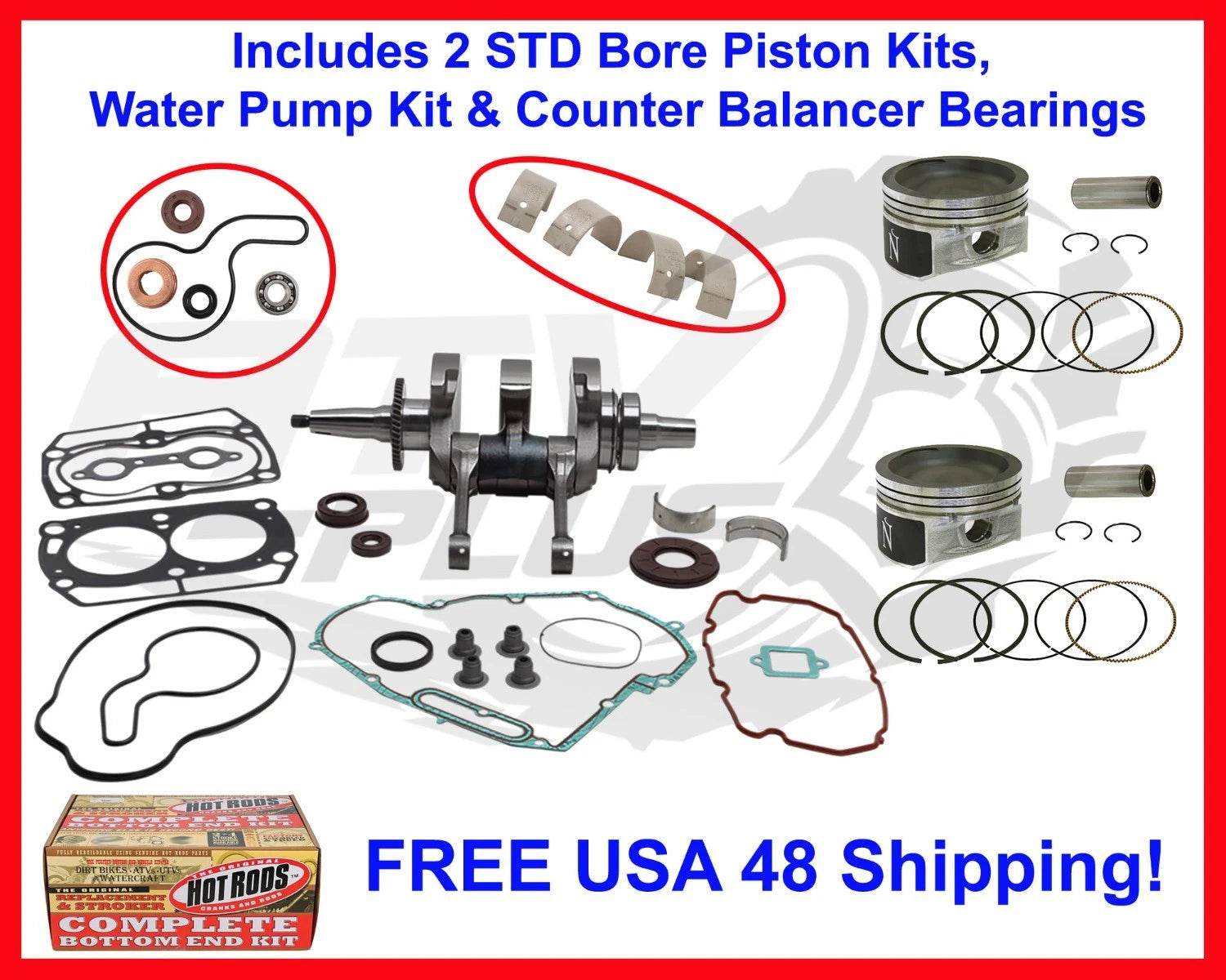 Engine Rebuild Kit for Polaris Sportsman 700 (2002–2009) - Crank, Pistons, WP, C-Bal