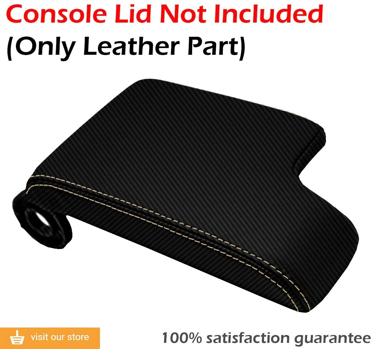 Console Lid Armrest Cover for BMW E46 (1999–2004) Carbon Fiber Beige Stitch