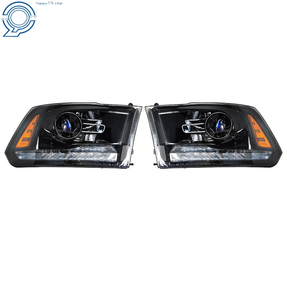Set of 2 LED Headlights for Dodge Ram 1500-3500 (2013–2018) Black Housing