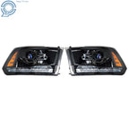Set of 2 LED Headlights for Dodge Ram 1500-3500 (2013–2018) Black Housing