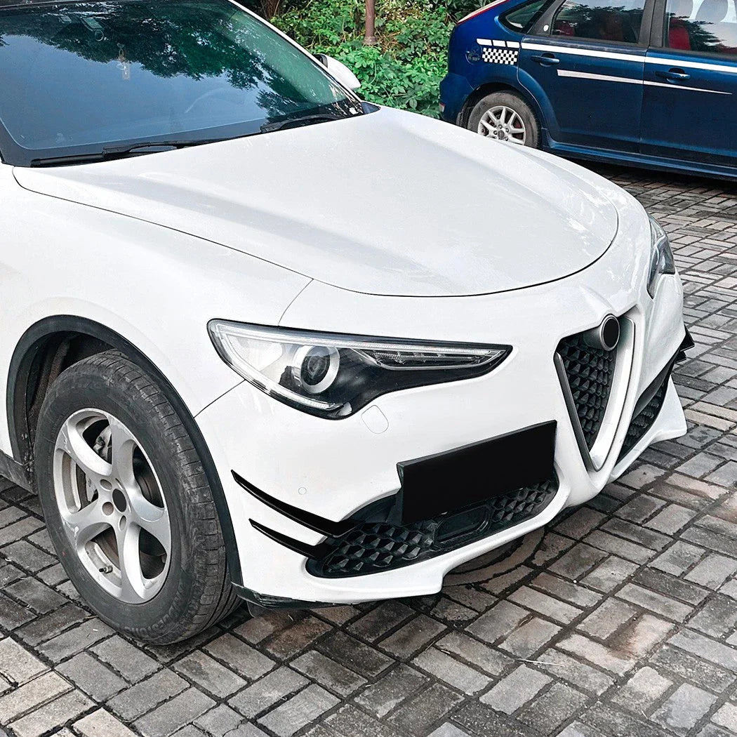 Gloss Black Front Bumper Fin Canards Splitter for Alfa Romeo Stelvio (17–25)