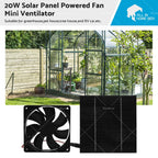 20W Solar Panel Fan for Greenhouse Pet Dog Chicken House (No Years)