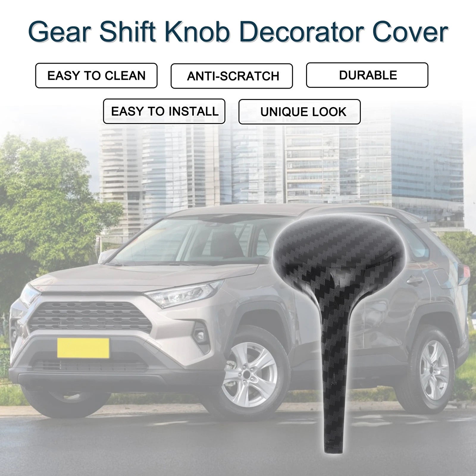 Gear Shift Knob Decorator Cover for Toyota RAV4 Corolla Vios (2014–2018) Black