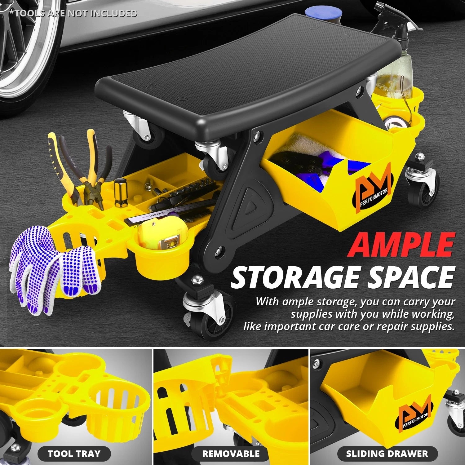 Mechanics Roller Seat for Tool Storage (25-1/2" L X 13" H X 12" W)
