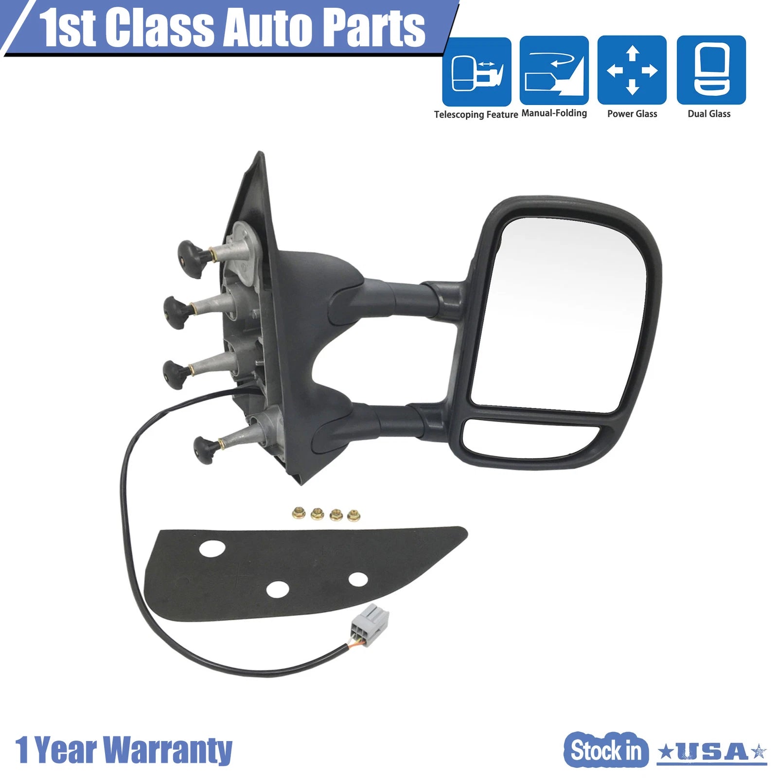 Right Towing Power Mirror for Ford E350 Van (2009–2016)