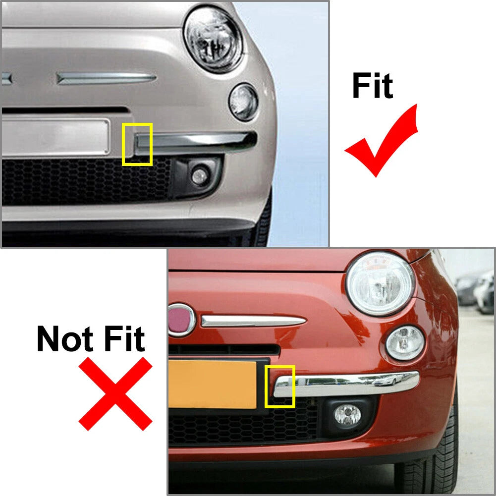Silver Front Left Bumper Moulding Trim for Fiat 500 (2007–2015)
