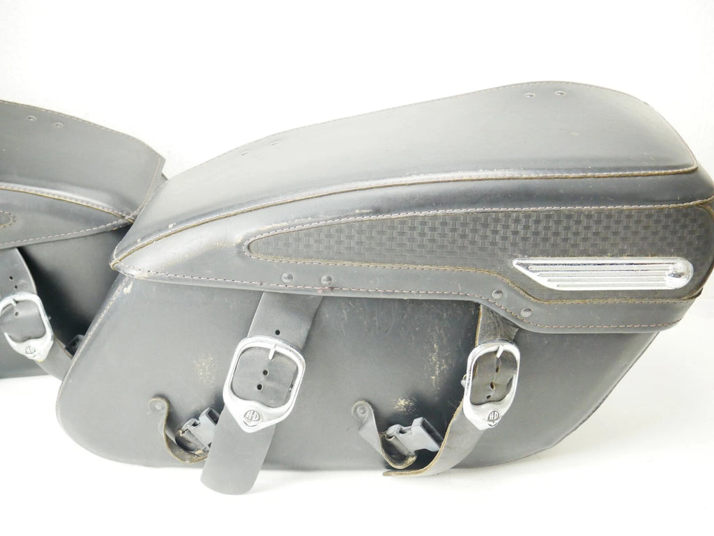 Set of 2 Black Leather Saddlebags for Harley Davidson Touring Road King (1997–2008)