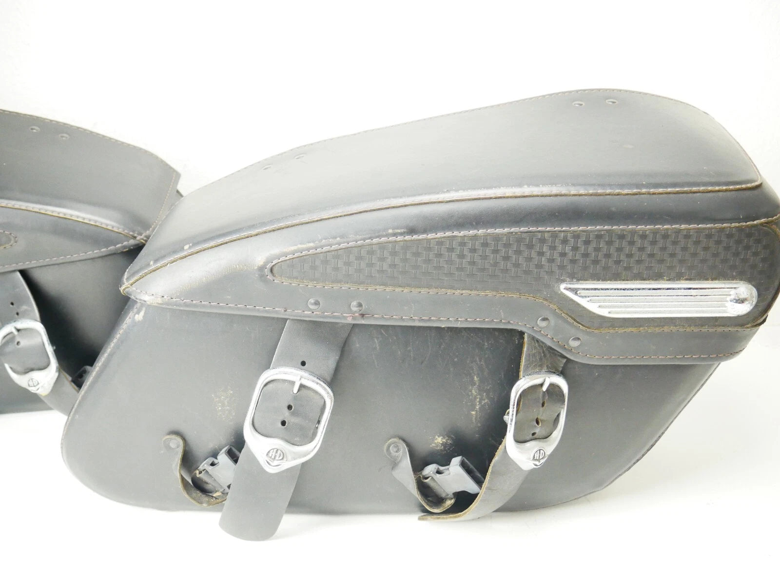 Set of 2 Black Leather Saddlebags for Harley Davidson Touring Road King (1997–2008)