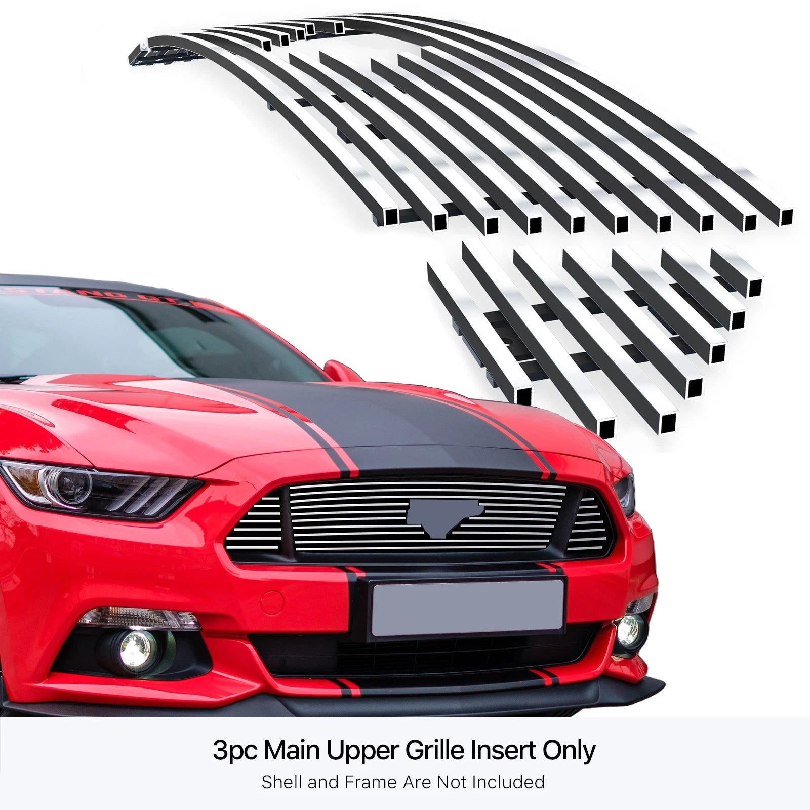 Stainless Chrome Billet Grille for Ford Mustang V8 GT (2015-2017)