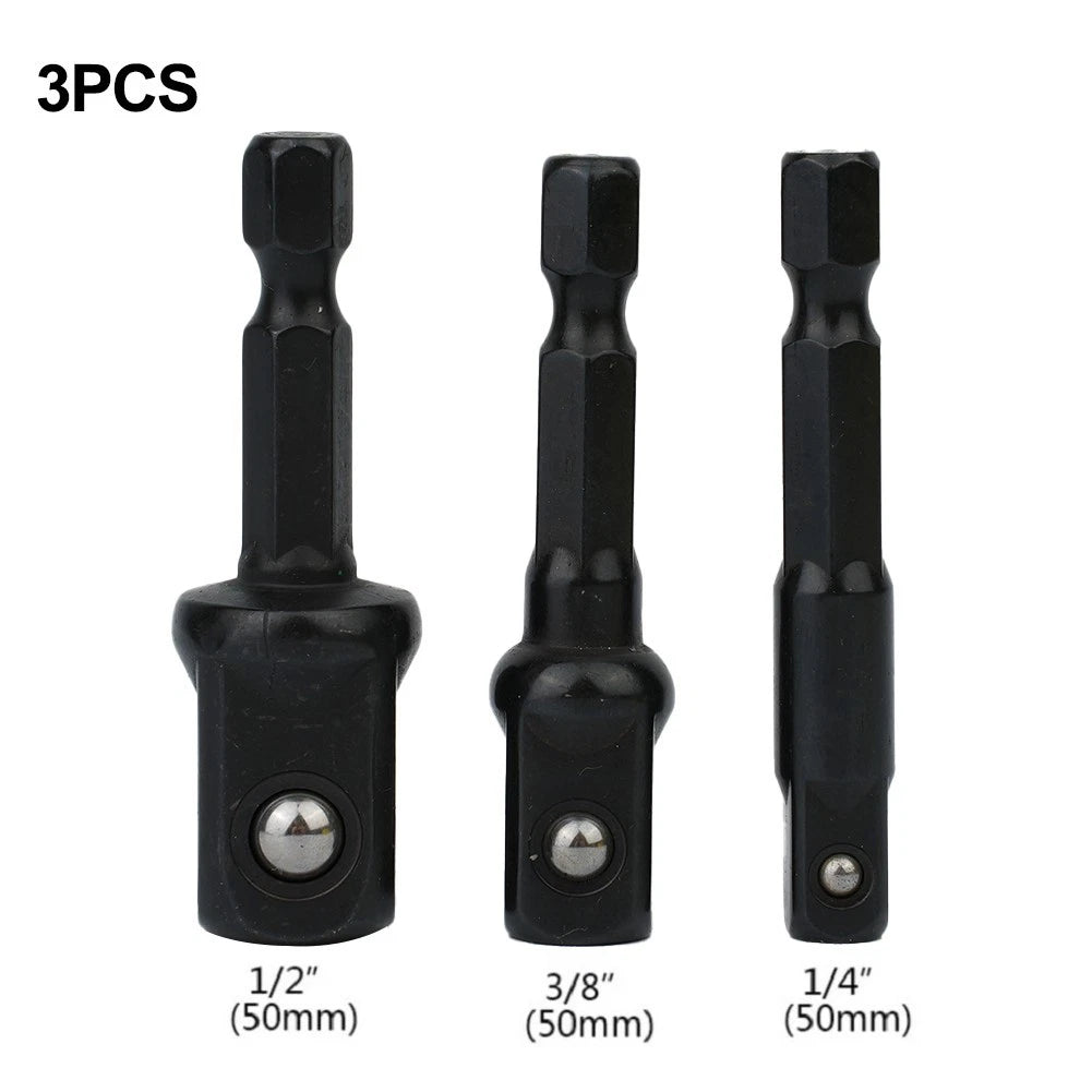 3X Tool Nut Driver Sockets 50mm Black for Electric Screwdriver