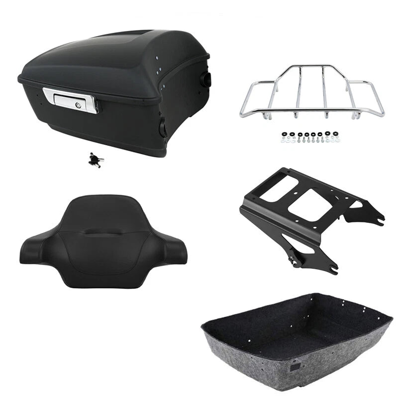 Matte Black Trunk Backrest Pad Rack for Harley Road Glide (2009–2013)
