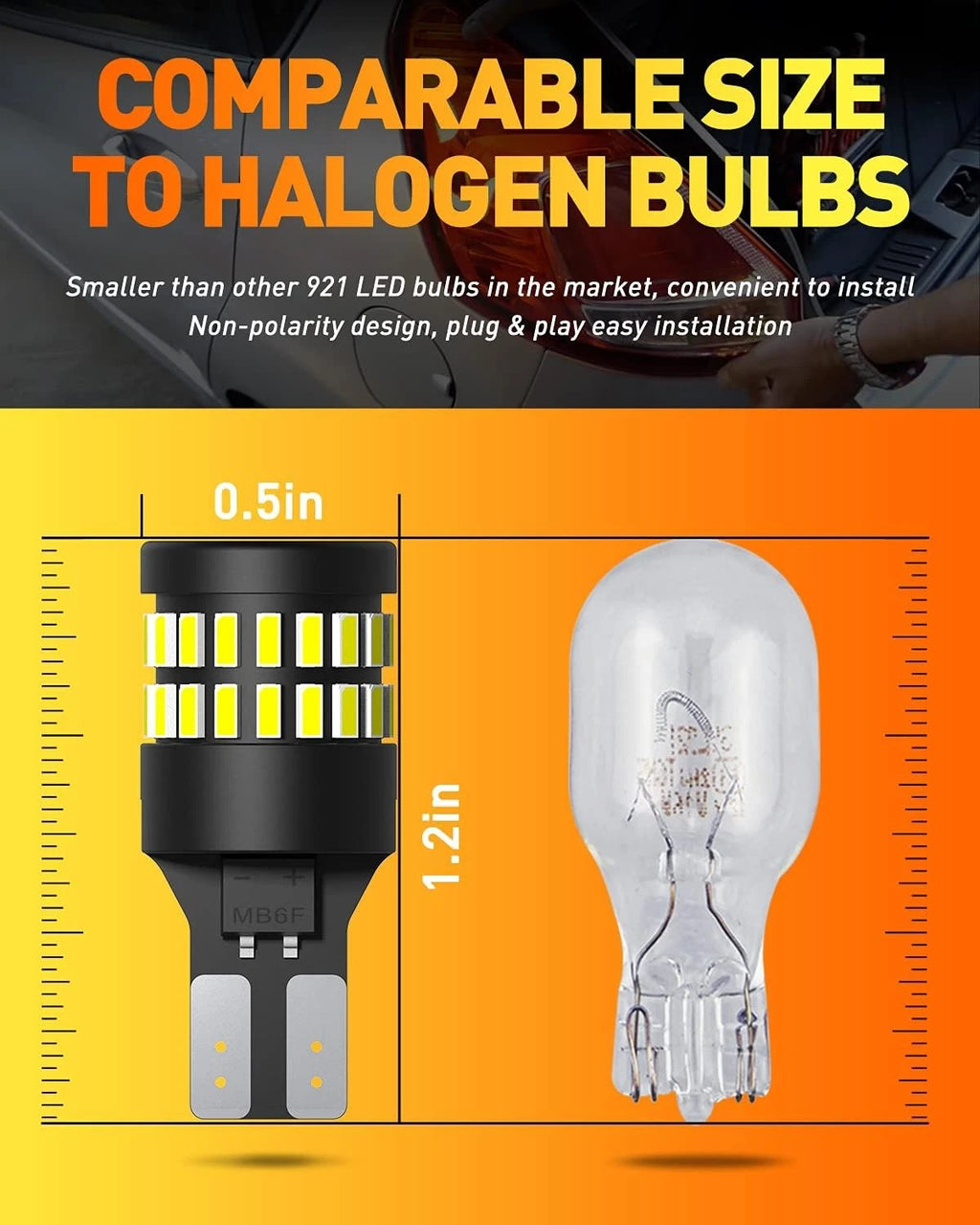 Set of 2 LED Reverse Back Up Bulbs for Make Model