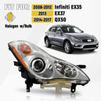 Halogen Headlight Right Side for Infiniti EX35 EX37 QX50 (2008–2017)
