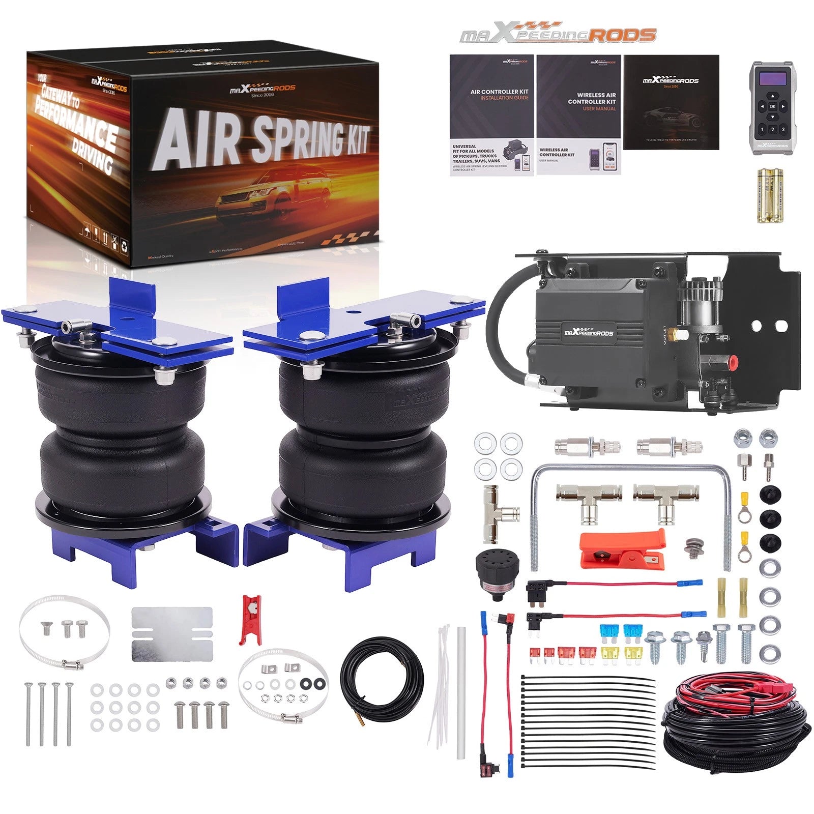 Air Spring Kit + Wireless Air Compressor for Ford Transit 150/250/350 (2015–2024)