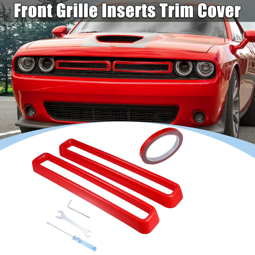 Front Grill Mesh Grille Inserts for Dodge Challenger (2015–2022) Red