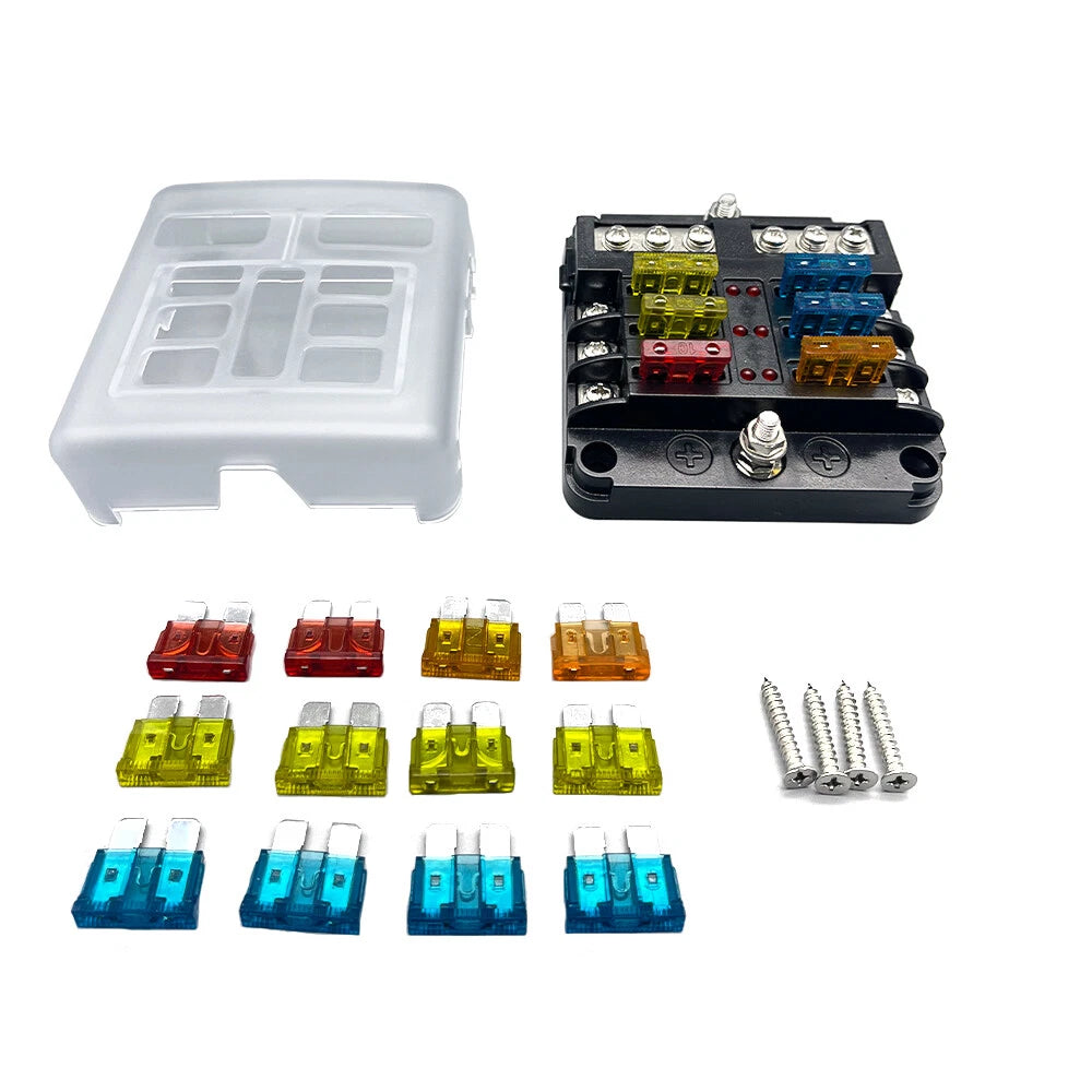 6-Way Blade Fuse Holder Box for Car Boot 12/24V