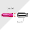 20Pc M12X1.25 Pink JDM Open-End Acorn Hex Wheel Lug Nut + Extension 25mmx60mm