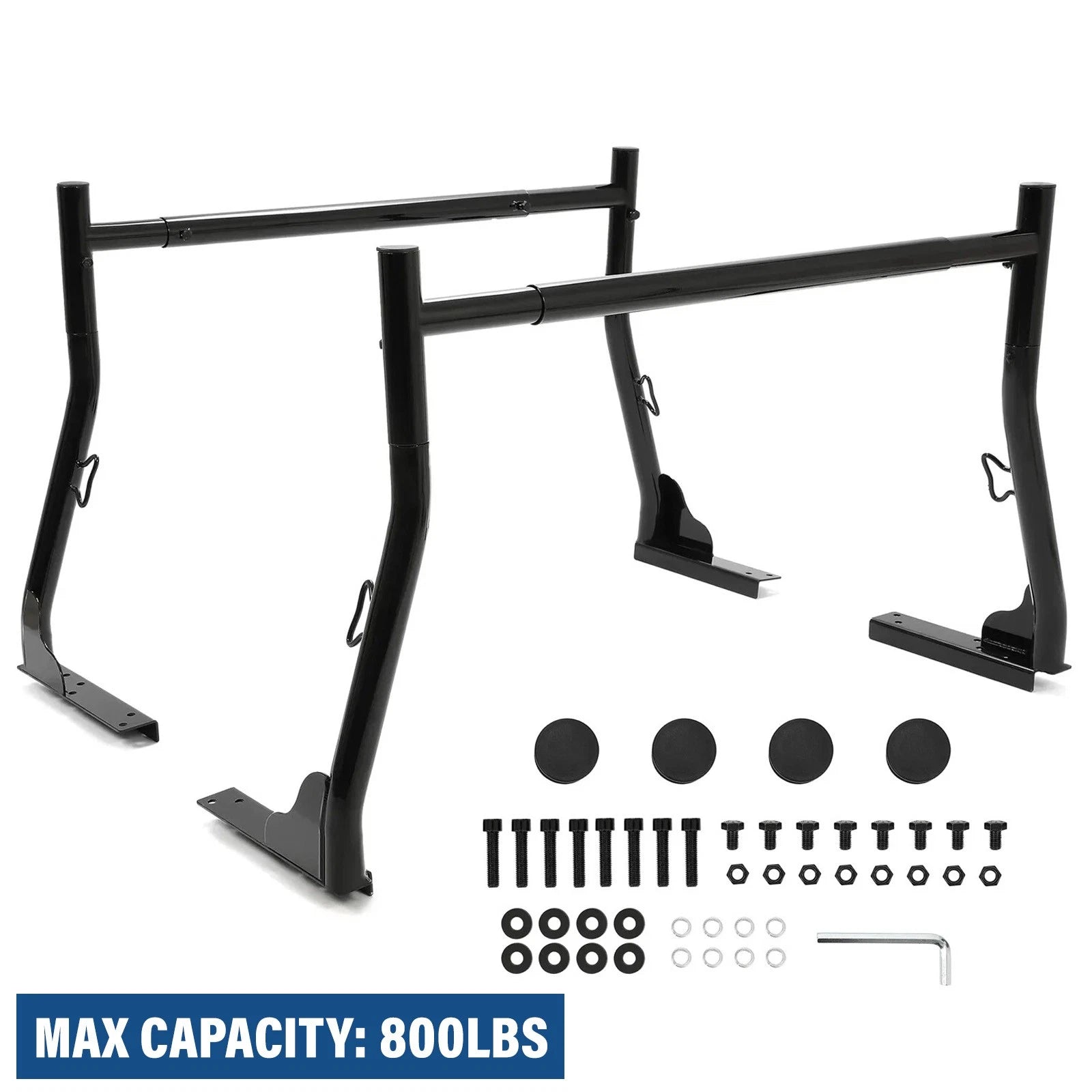 Universal Adjustable Steel Ladder Rack for Pickup Trucks (800lbs Capacity)