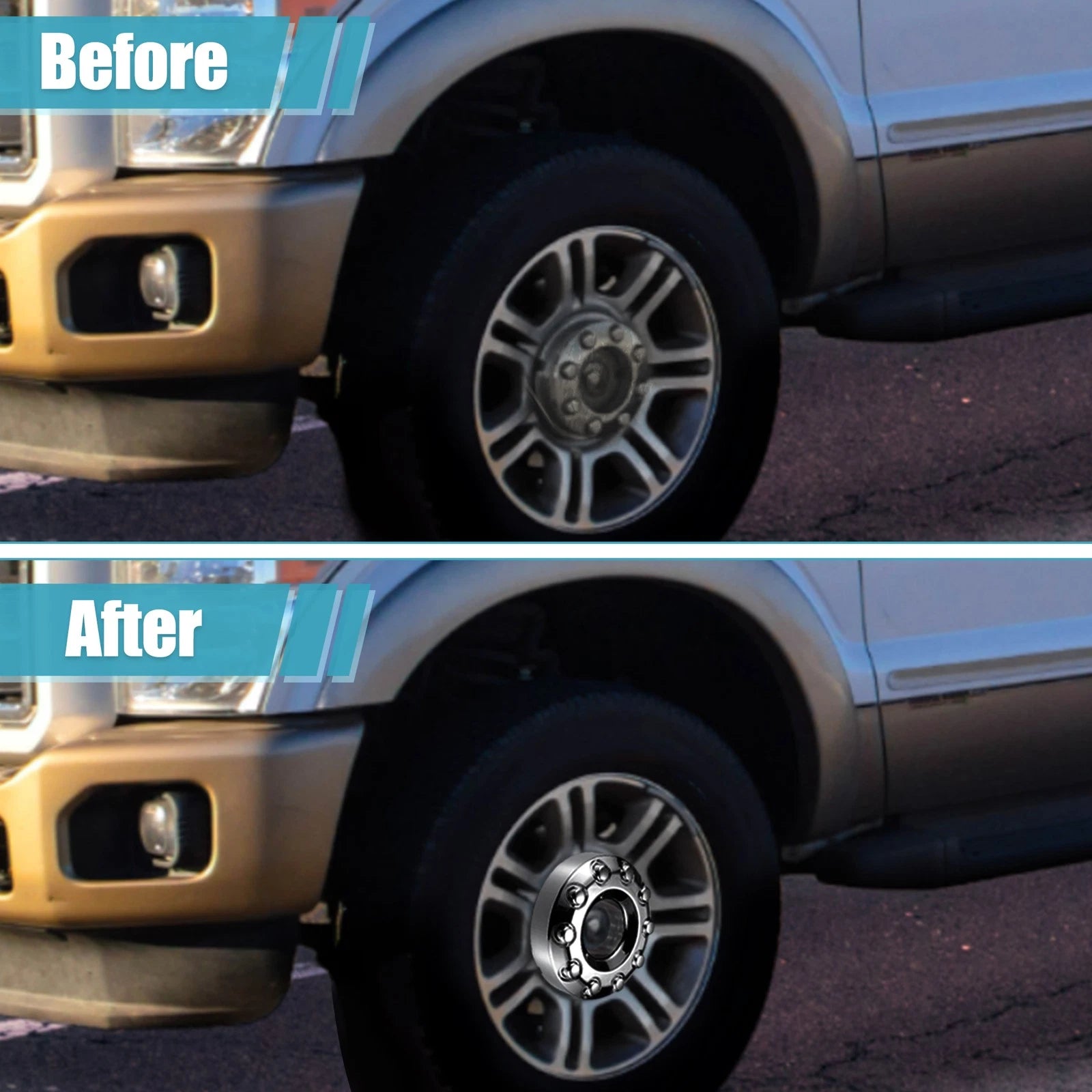 2X Front Wheel Center Hub Caps 10 Lug Chrome for Ford F450 F-550 (2008–2023)