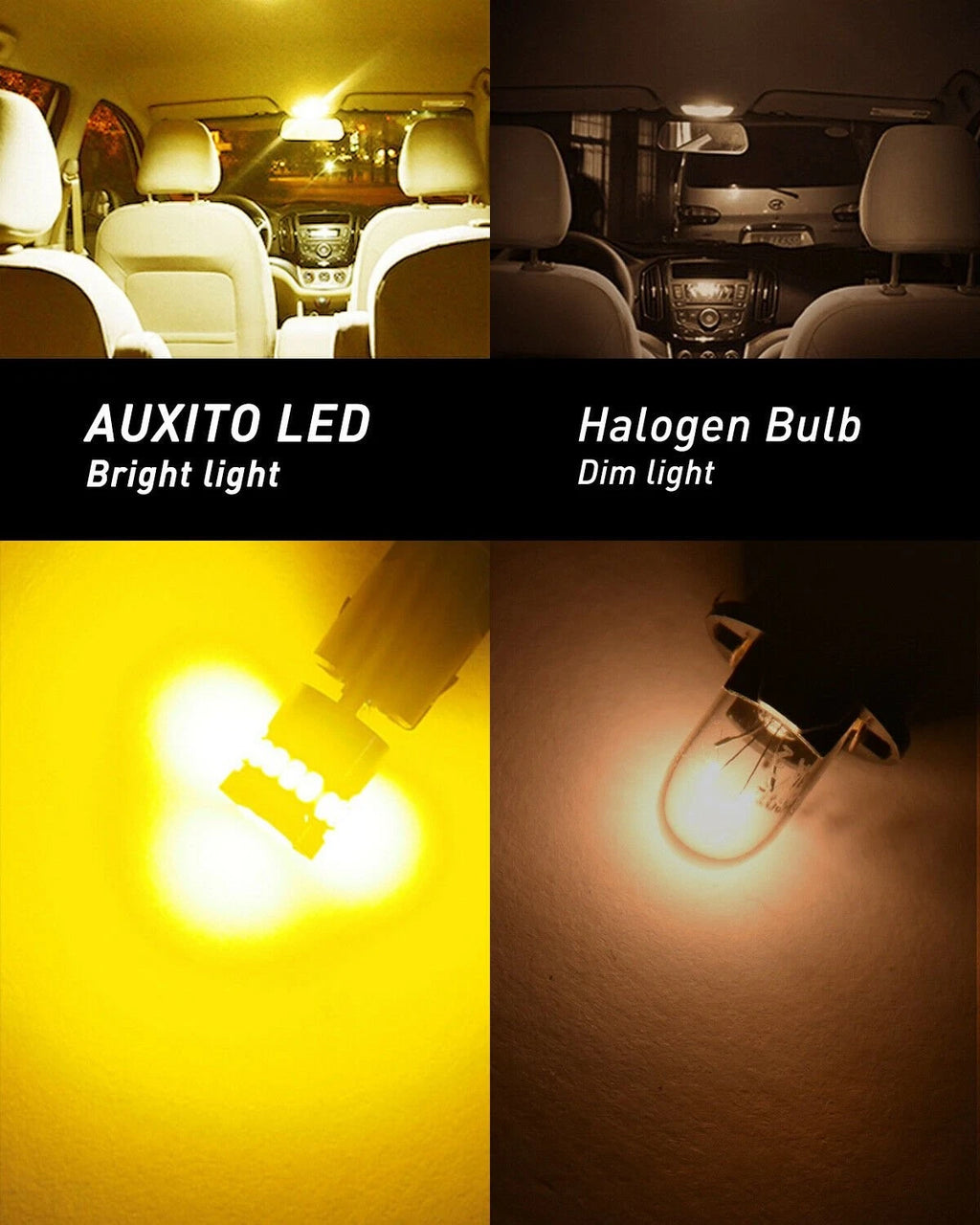 Set of 4 Amber LED Map Interior Light Bulbs for Various Vehicles