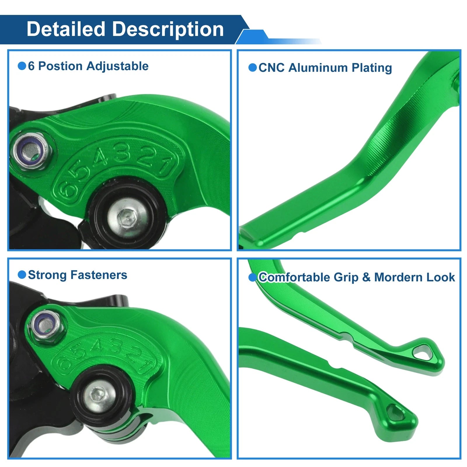 Adjustable Short Brake Clutch Levers for Honda VFR750 (1991–1997) Green 1 Pair