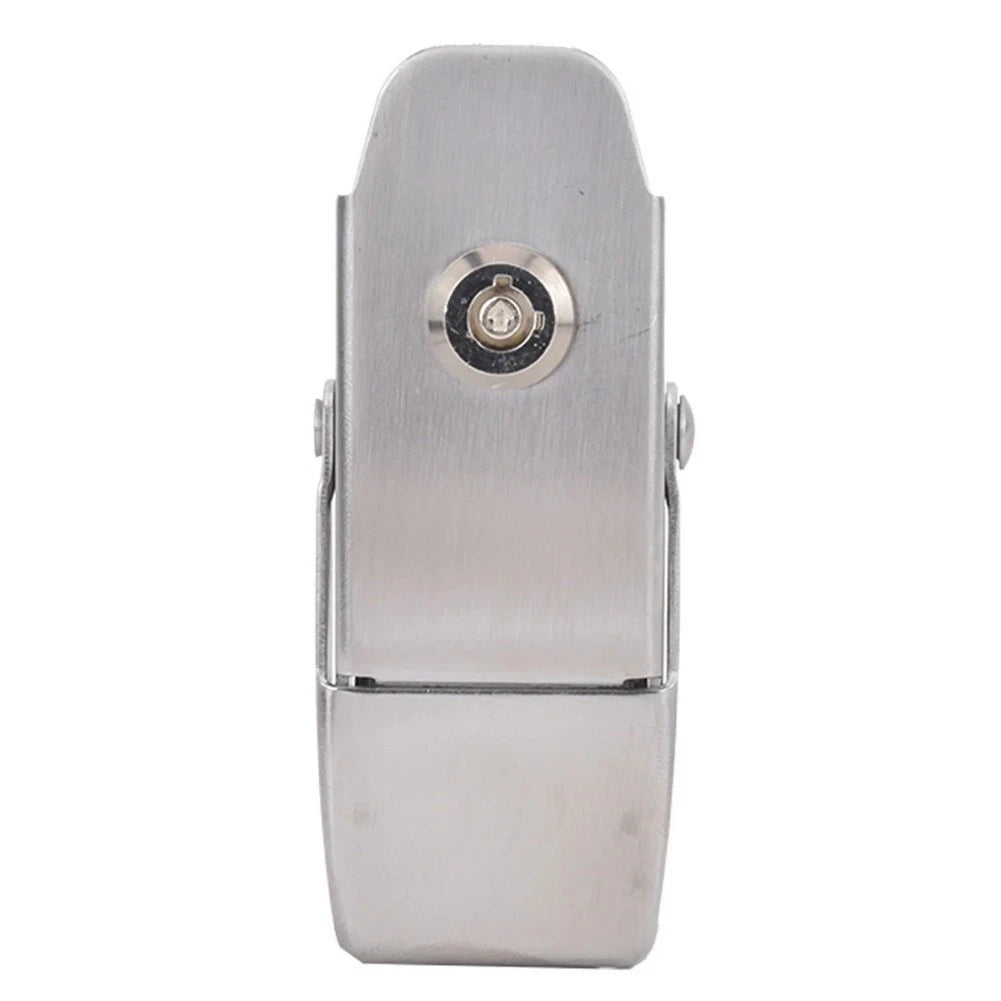 Sliding Door Latch Clip Lockable Stainless Steel with 2 Keys for