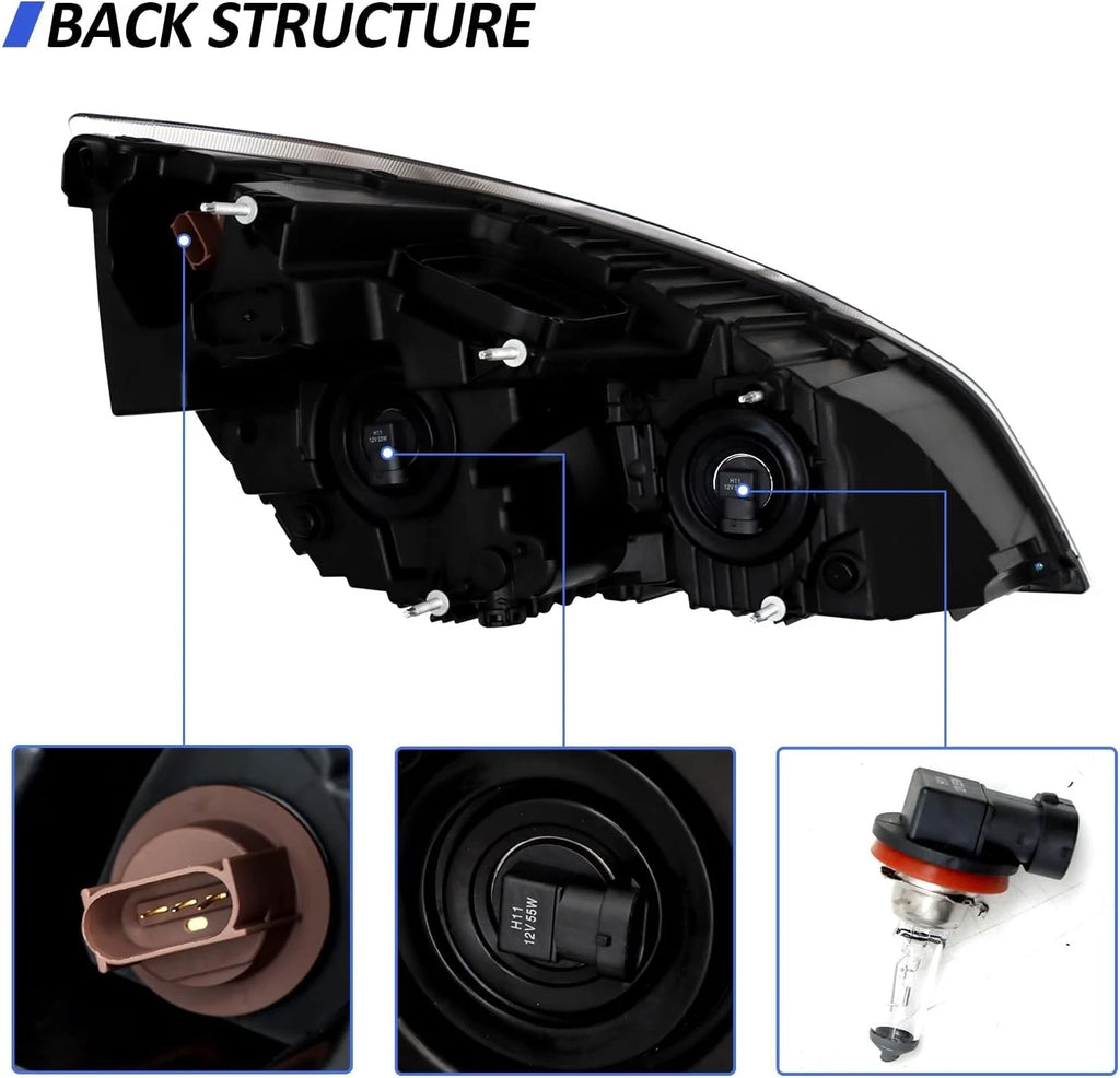 Halogen Black Headlights Assembly Pair for Freightliner Cascadia (2018–2026)