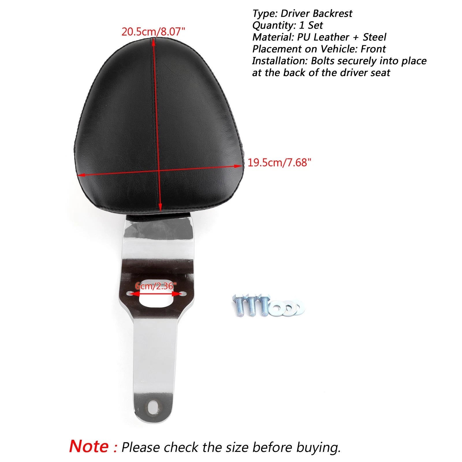 Driver Backrest for Indian Scout, Scout Sixty (2015–2018) - Black
