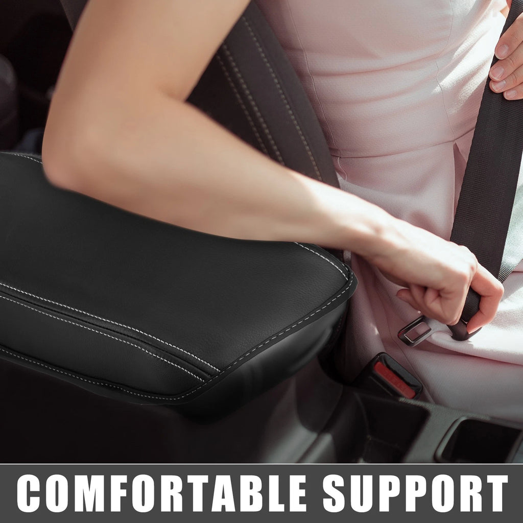 Center Console Pad for Ford Bronco Sport (2020–2023) Black White Stitches