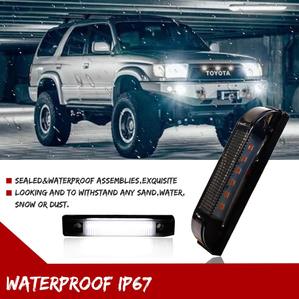 3X Smoke White LED Front Grille DRL Running Lights for Toyota FJ Cruiser (2007–2014)