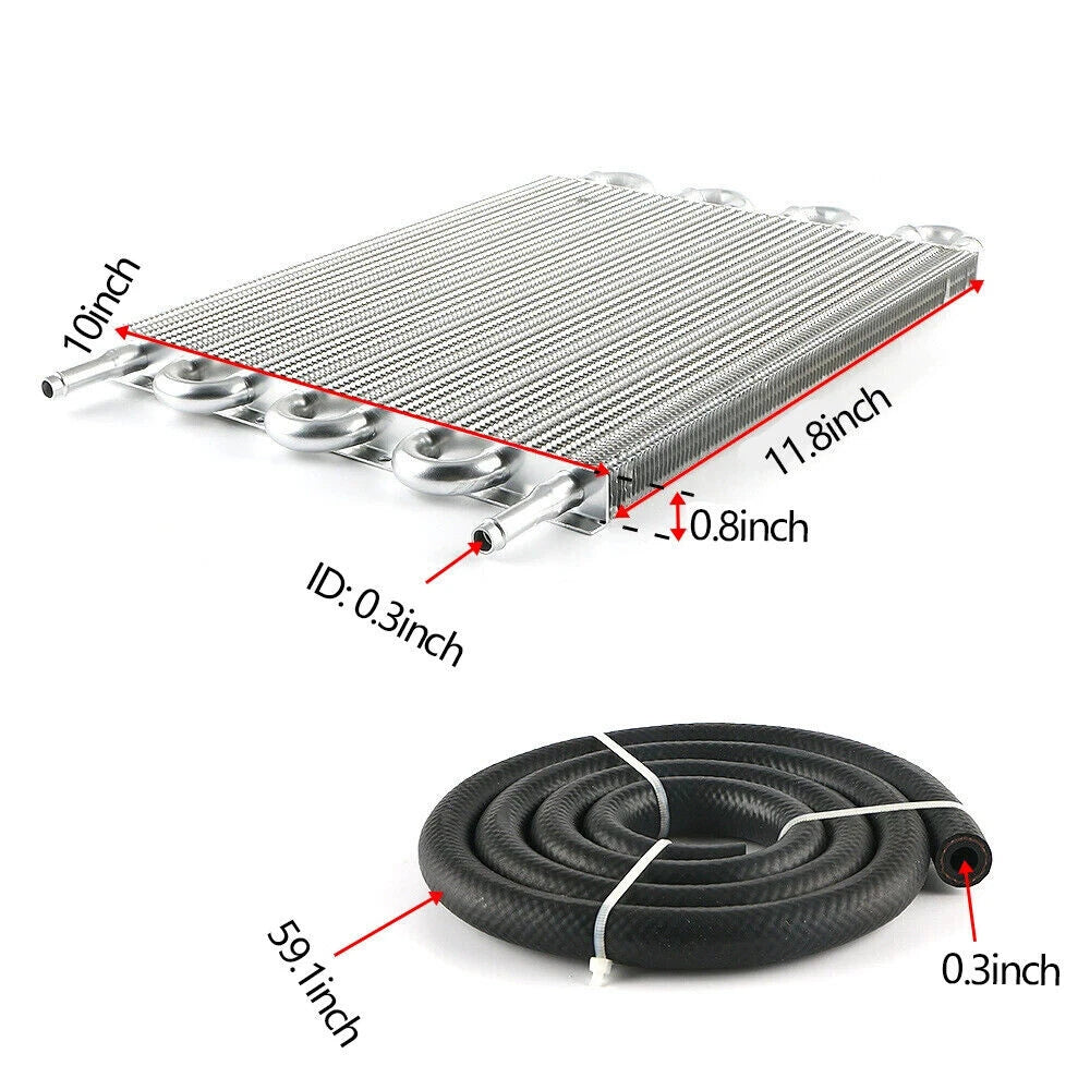 8 Rows Universal Aluminum Remote Transmission Oil Cooler Radiator Kit