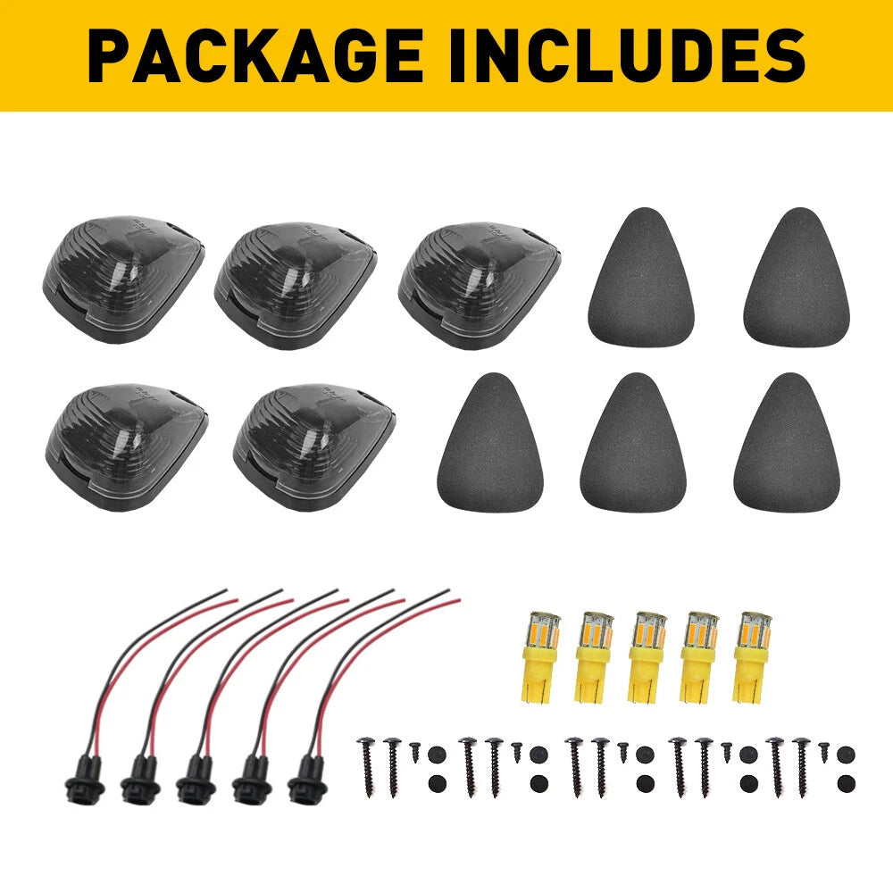 5X Smoke LED Amber Cab Roof Light Marker for Ford F-250 F-350