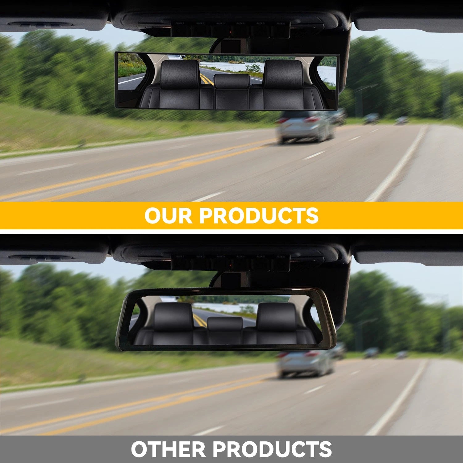 11" Universal Clip On Convex Panoramic Rear View Mirror for Cars