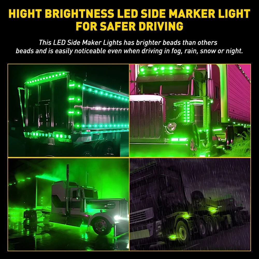 3/4" Green LED Strobe & Steady Marker Lights for EV (10X)