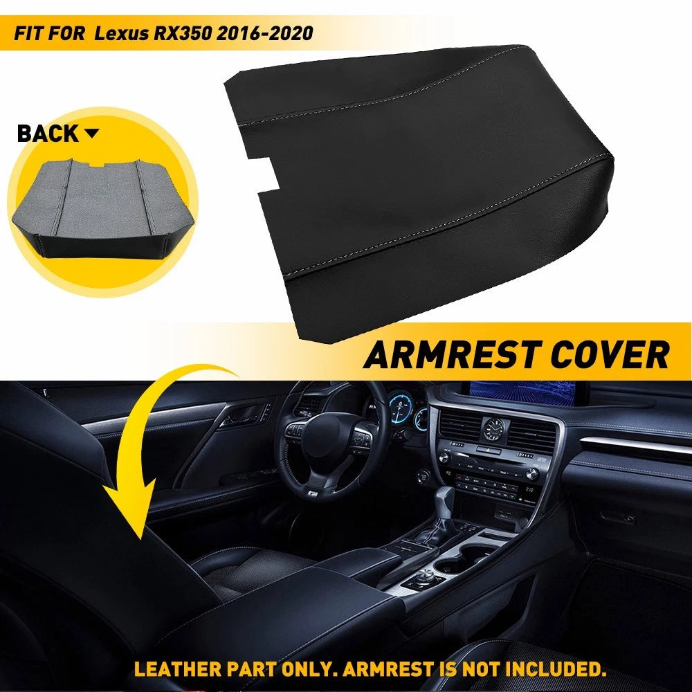 Black Leather Center Console Lid Armrest Cover for Lexus RX350 (2016–2020) EPY