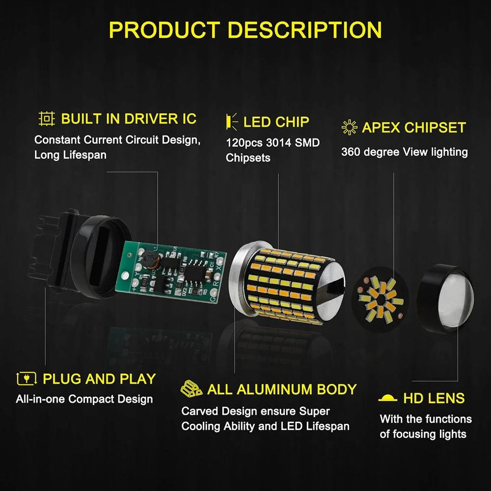 2X Switchback LED Turn Signal Bulbs for AUXITO 3157 3057