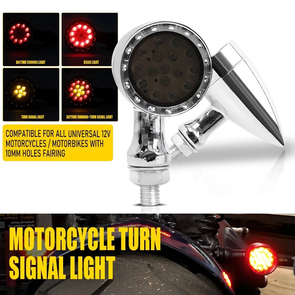 Red/Amber Bullet LED Blinker Tail Turn Signal Light for Motorcycle (US V)