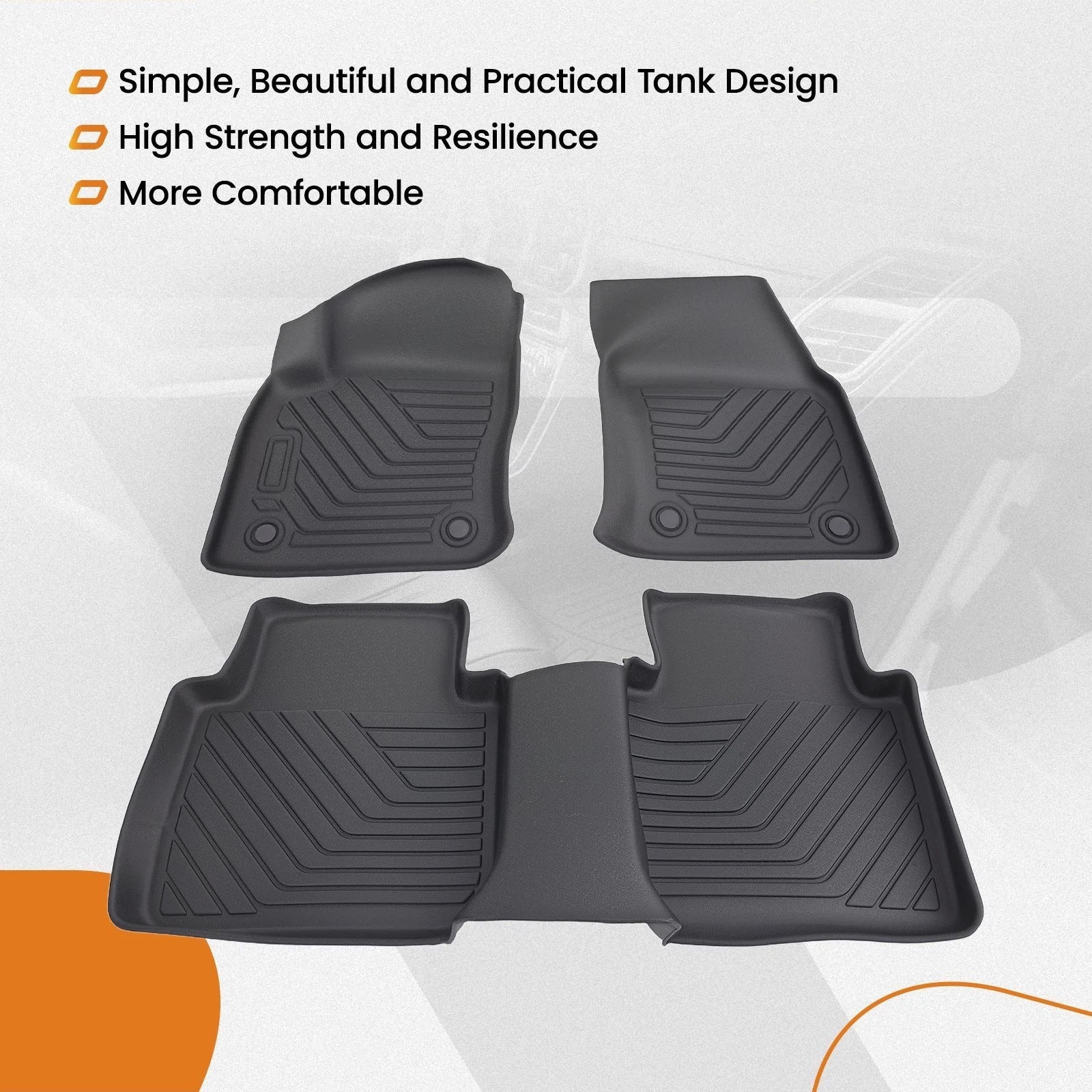 Set of 4 TPE Rubber Carpet Floor Mats for Volkswagen Tiguan (2018–2023)