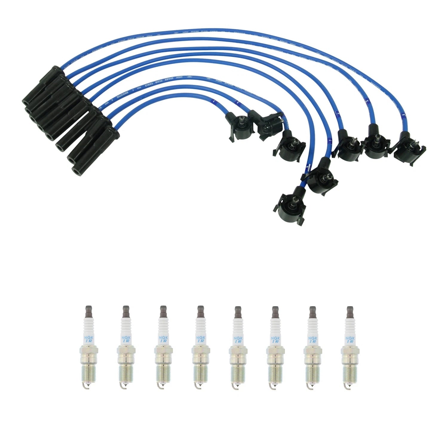 NGK Wire Set & 8 Laser Iridium Spark Plugs for Mazda B2300 (1994)